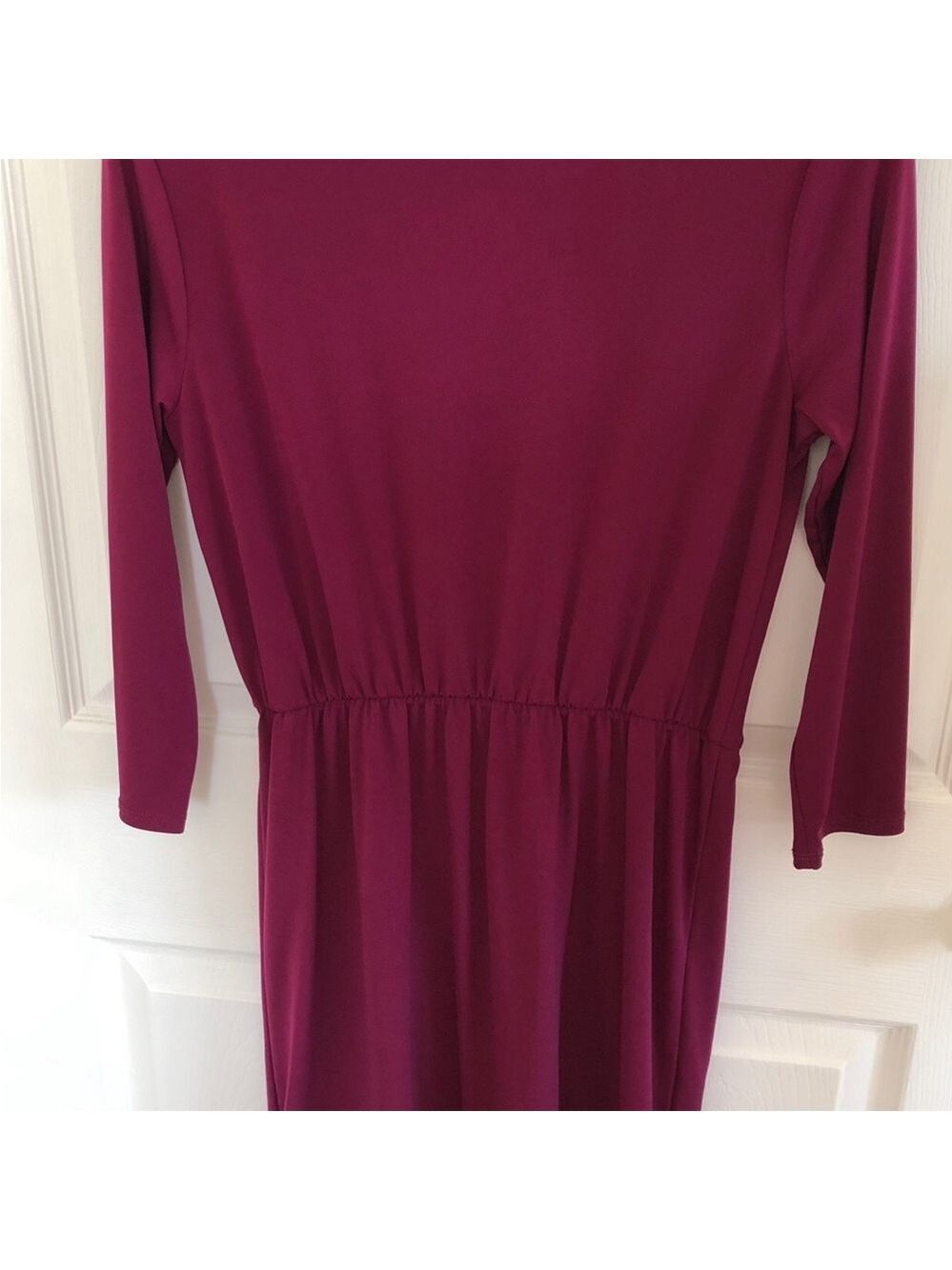 Size S Charming Charlie V Neck Wrap Midi Dress 3/4 Sleeves USA Tulip Dress - Picture 8 of 9